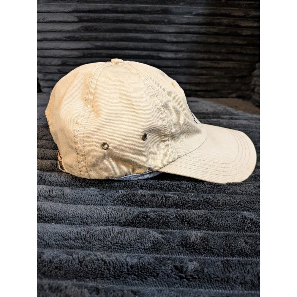 Vintage Tommy Hilfiger Dad Hat Tan Beige Made in USA Leather Strap Flag Logo Cap - Picture 5 of 8